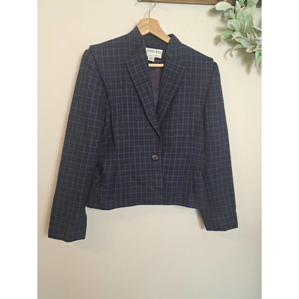 Peabody House Women's Blue Plaid Vintage Wool Blend Sz 10